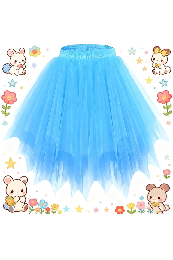 Girls Tutu Skirt Asymmetrical Tiered Tulle Ballet Dance Performance Party Skirt Princess Dress Fluffy Layered Cake Skirt for 1-11 Years Old