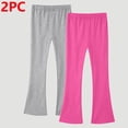 thumbnail image 1 of hengsof Girls Two Pack Yoga Flare Pants Solid Color Elastic Waist Bootcut Leggings Stretchy Lounge Comfort Trousers for 3-14 Years Old, 1 of 3