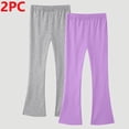 thumbnail image 1 of hengsof Girls Two Pack Yoga Flare Pants Solid Color Elastic Waist Bootcut Leggings Stretchy Lounge Comfort Trousers for 3-14 Years Old, 1 of 3