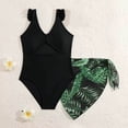 thumbnail image 1 of hengsof Girls Two Piece Swimsuit Set Solid Color Flutter Sleeve Top Tutu Skirt Cute Summer Beach Bathing Suit for Kids Ages 9-16, 1 of 8