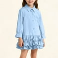 thumbnail image 1 of hengsof Girls Uniform Shirt Dress Long Sleeve Button Ruffle Hem Dress 1-10 Years, 1 of 7