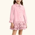 thumbnail image 1 of hengsof Girls Uniform Shirt Dress Long Sleeve Button Ruffle Hem Dress 1-10 Years, 1 of 7