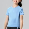 thumbnail image 1 of hengsof Girls Yoga Practice Solid Color Sports T-Shirt Girls Stretch Short Sleeve Comfortable Thin Crew Neck Top for Fitness Sizes 7-12, 1 of 4