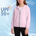 thumbnail image 1 of hengsof Girls' Zippered Sun Protection Hoodie Solid Color Long Sleeve Sun Protection Jacket Children's Outdoor Breathable Sun Protection Casual Jacket 1-15Y, 1 of 8