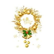 hengsof Gold Christmas Wreath Window Clings for Glass - Static Wall Window/Door Mural Showcase Decal