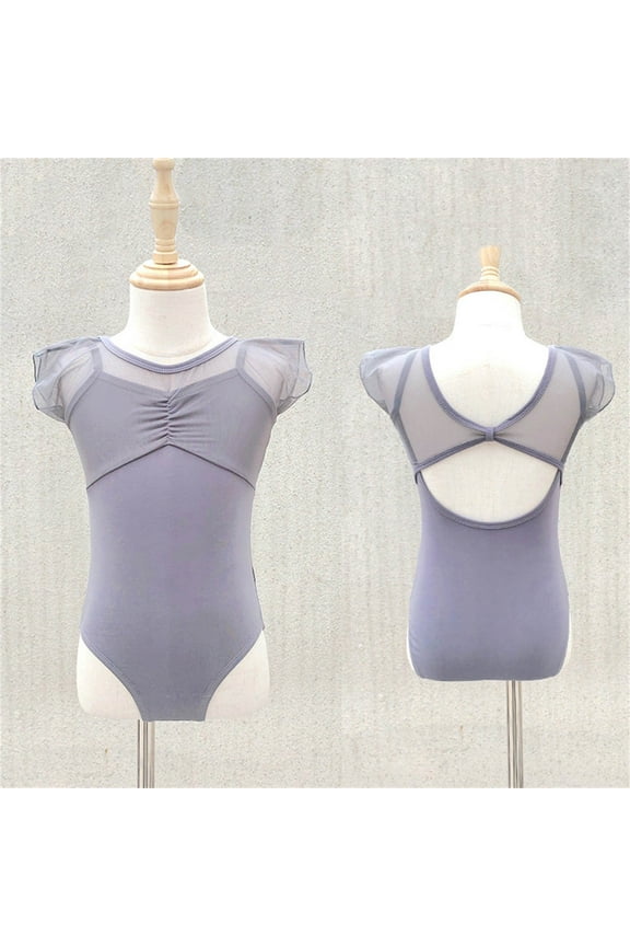Gymnastics Leotards for Girls Ballet Leotard Toddler girls Bodysuit Short Sleeve Kids Dance Outfits Puff Sleeve Girls Mesh Dance Leotard for Ballet