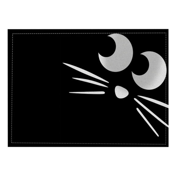 hengsof Halloween Cat Placemats, Black Dining Table Place Mats, Heat Insulating Mats Scary Holiday Kitchen Decor Party Home Decoration