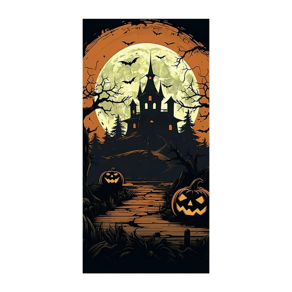 hengsof Halloween Door Cover, Scary Ghost Front Porch Sign Banner Hanging Cloth, Halloween Decoration Supplies for Home