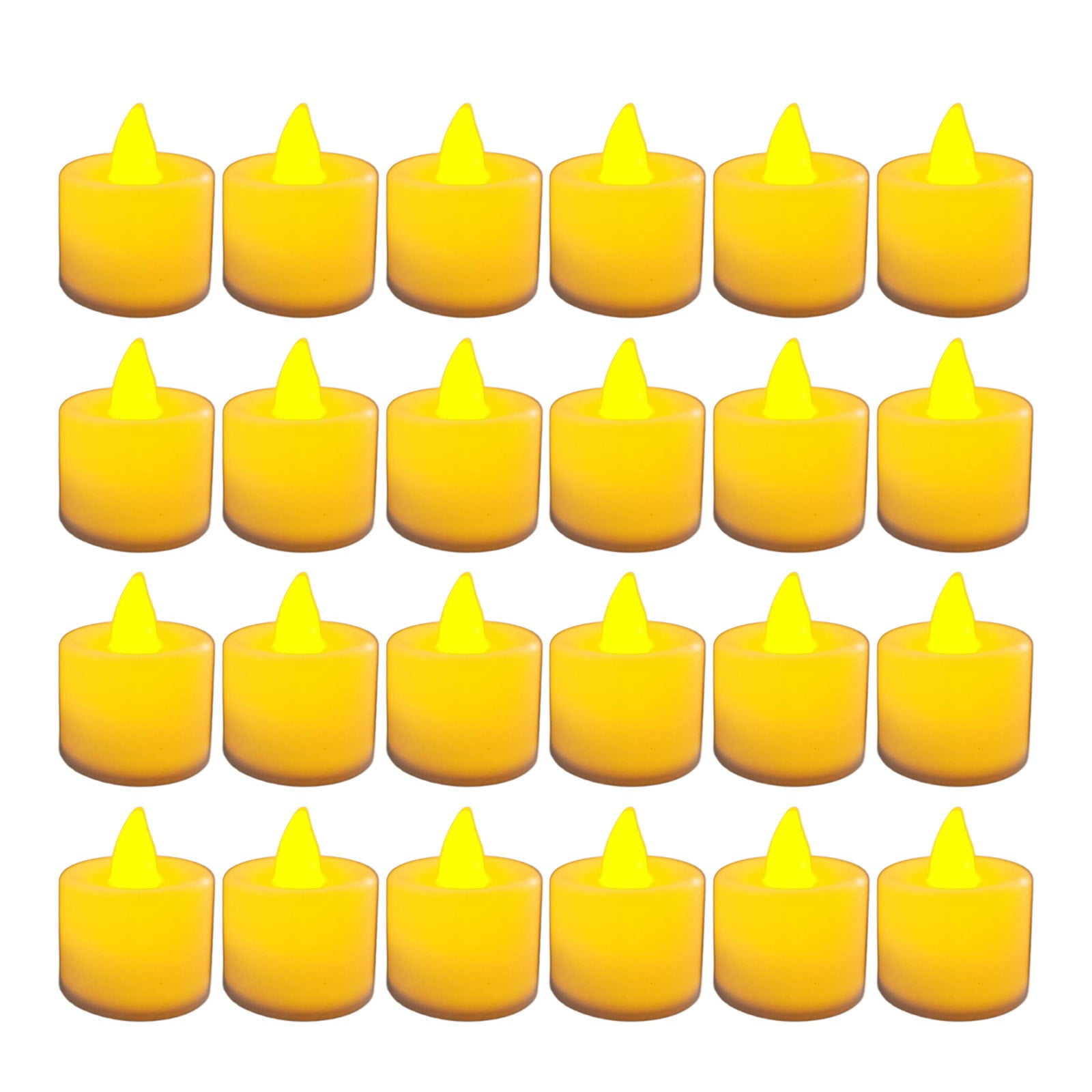 EuroFone 24-Pack Flameless LED Tea Lights – Battery Operated Flickering Candles With CR2032, Yellow, For Weddings & Holidays
