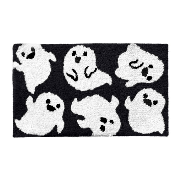 hengsof Halloween Ghost Bathroom Rug Cute Spooky Bathroom Decor Non Slip Halloween Bath Mat Soft Washable Ghost Shower Floor Mat Goth Gift Cute Rug for Bedroom Home Decor