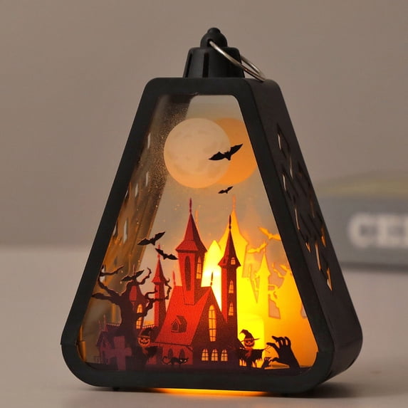 hengsof Halloween Mini Lantern Decoration Thanksgiving Hanging Ornaments Small Autumn Pumpkin Lantern with LED Candle Light up Fall Table Centerpiece for Harvest Theme Party Decor