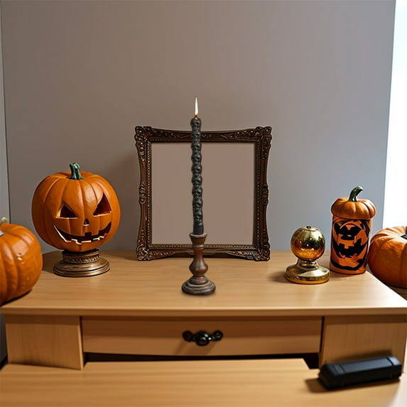 hengsof Halloween Taper Candles Spider Halloween Candles Skull Bats Real Wax Candlestick for Home Kitchen Table Decorations