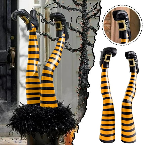 hengsof Halloween Wicked Witch Legs Prop Halloween Decoration with Shoes, Fake Legs for Haunted House, Indoor & Outdoor Party Decor