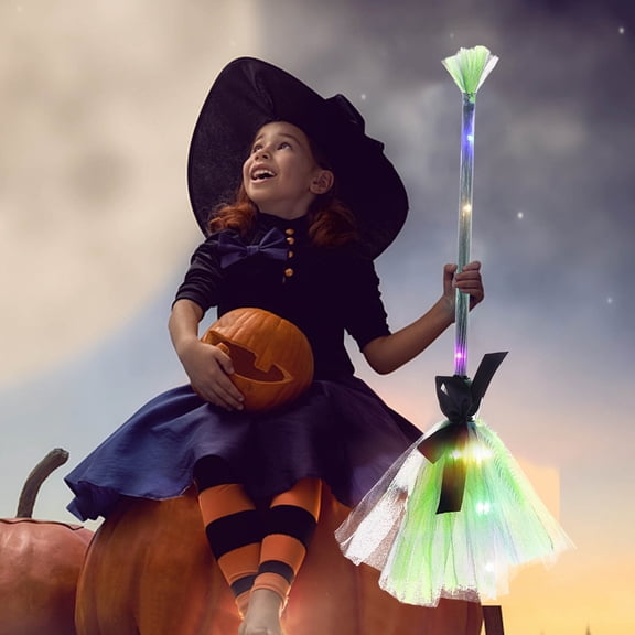 hengsof Halloween Witch Broom Witch Broomstick Kids Broom Props Witch Broom Cosplay Prop Toys for Halloween Dress up Fancy Party Witch Costumes Accessories