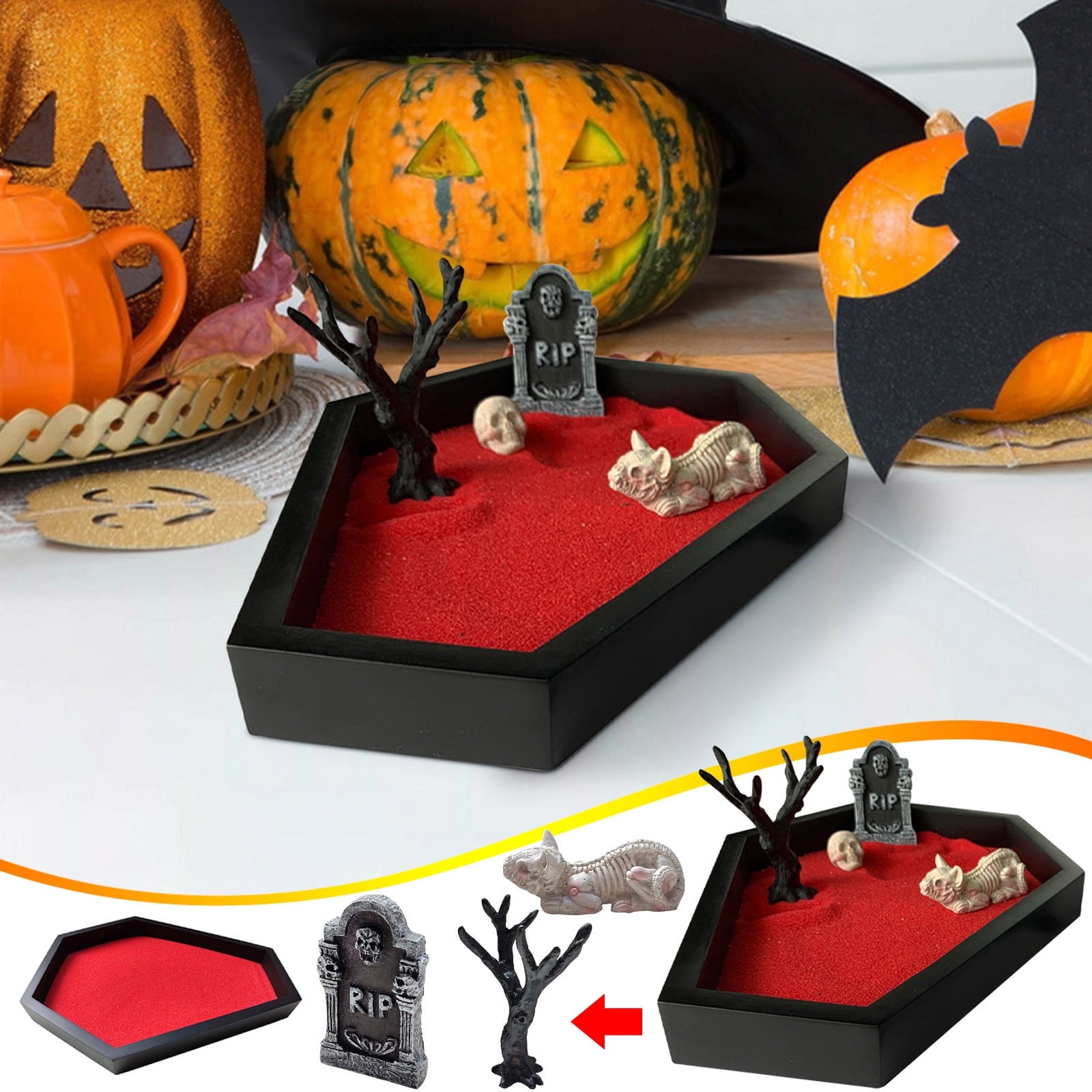 hengsof Halloween Zen Garden for Desk,Mini Zen Garden Kit for