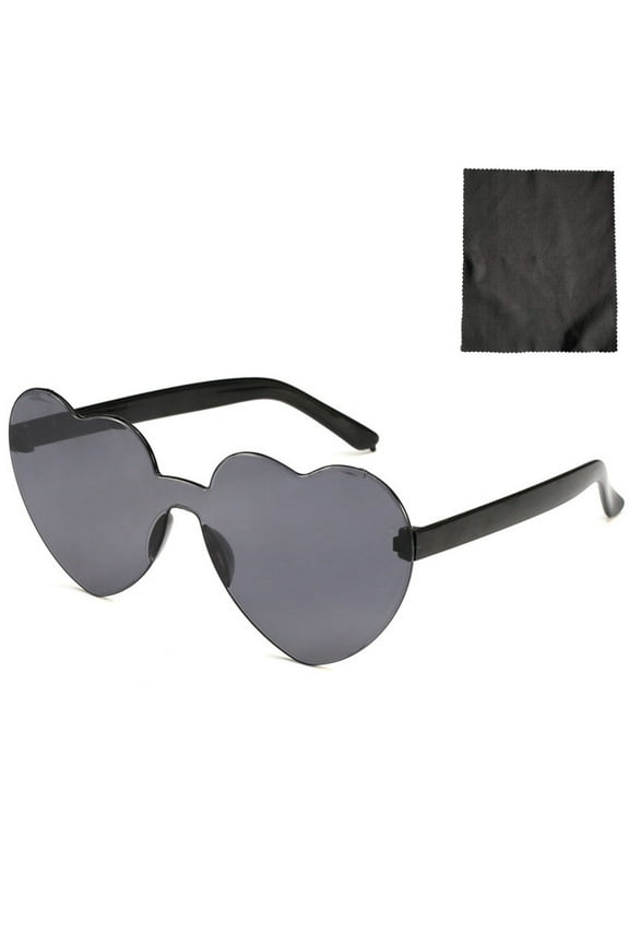 Heart Shaped Rimless Sunglasses Transparent Heart Glasses Candy Color Frameless Sunglasses Tinted Trendy Eyewear Party Favors