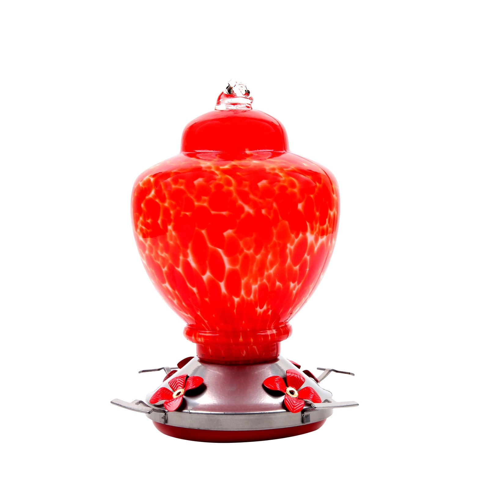 hengsof Hummingbird Feeder for Outdoors Hanging, Hand Blown Glass