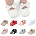 thumbnail image 1 of hengsof Infant Girls Soft Sole First Walking Shoes with Adorable Bow, Breathable Non Slip Crib Shoes for Babies 0-12 Months, Spring Fall Baby Girl Princess Shoes, 1 of 7