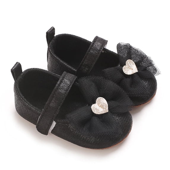 hengsof Infant Girls Soft Sole First Walking Shoes with Adorable Bow, Breathable Non Slip Crib Shoes for Babies 0-12 Months, Spring Fall Baby Girl Princess Shoes