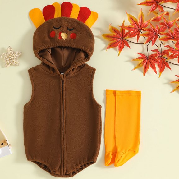 hengsof Infant Toddler Baby Boys Girls Sleeveless Hoodie Romper Bodysuit and Leg Warmers Outfit Set