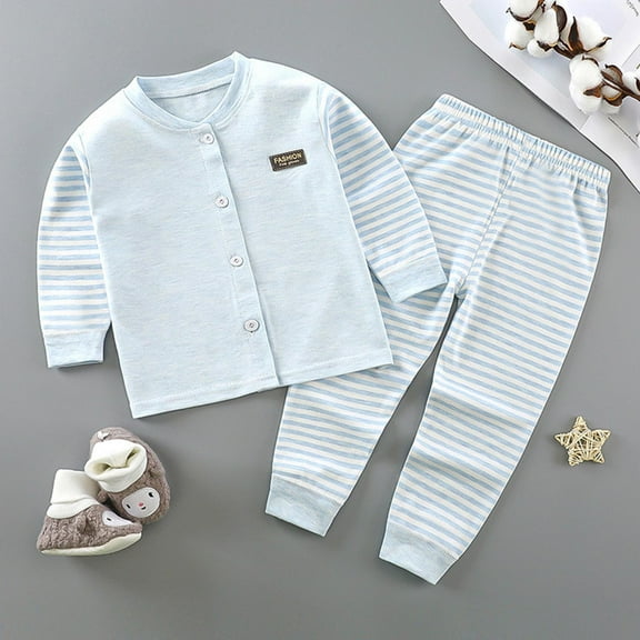 hengsof Infant Toddler Cardigan Set Cotton All Buttons Fashionable Patterned Long Sleeve Set 2PC Cute Baby Set Snug Fit Everyday Set