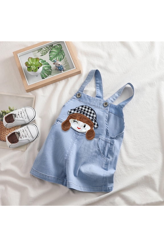 Kids Animal Print Denim Overalls for Toddlers Cute Graphic Bib Shorts Adjustable Straps Summer Casual Comfortable Play Romper