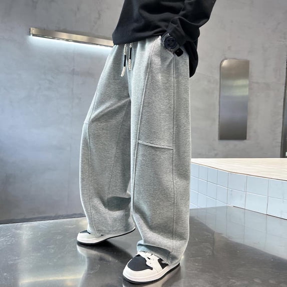hengsof Kids' Baggy Sweatpants Elastic Drawstring Wide Leg Long Sweatpants Cotton Casual Sweatpants with Pockets