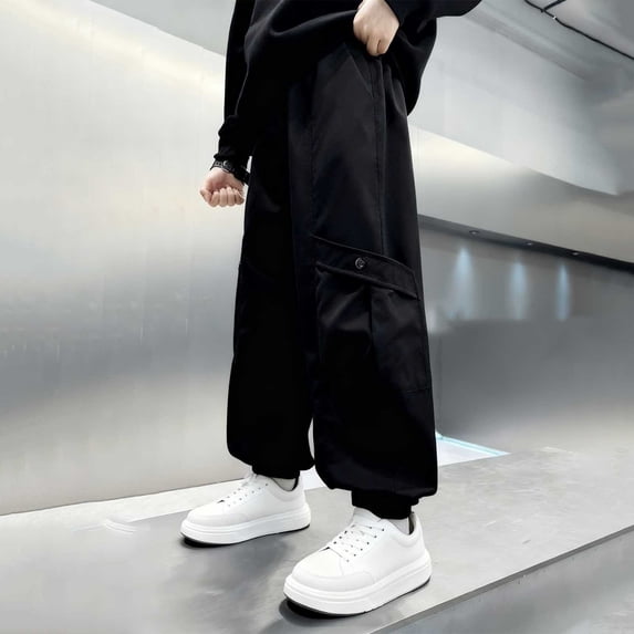 hengsof Kids Cargo Jogger Pants Elastic Waist Casual Sweatpants, Teenage Relaxed Pants with Pockets, School Casual Trousers