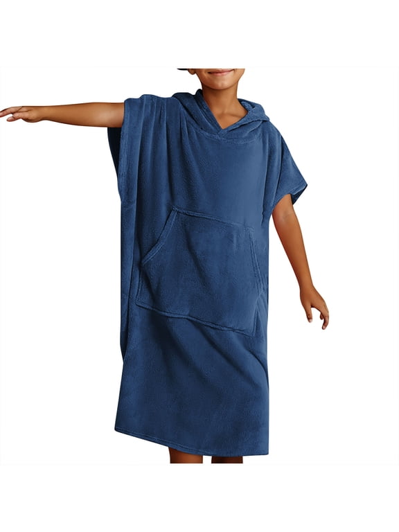 Kids Changing Robe Surf Poncho Kids Beach Towels Hooded Towel for Toddler Bath Pool Quick Dry Wearable Towel Poncho with Hood Swim Towel for Boys Girls 8-14 Years