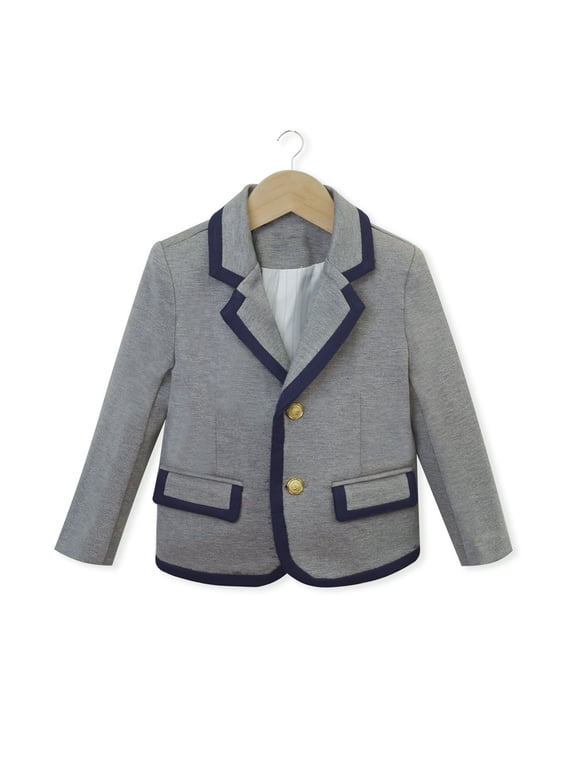 Kids Color Block Blazer for 2-12 Years, Collared School Style Jacket, Academic Uniform Smart Casual Outerwear