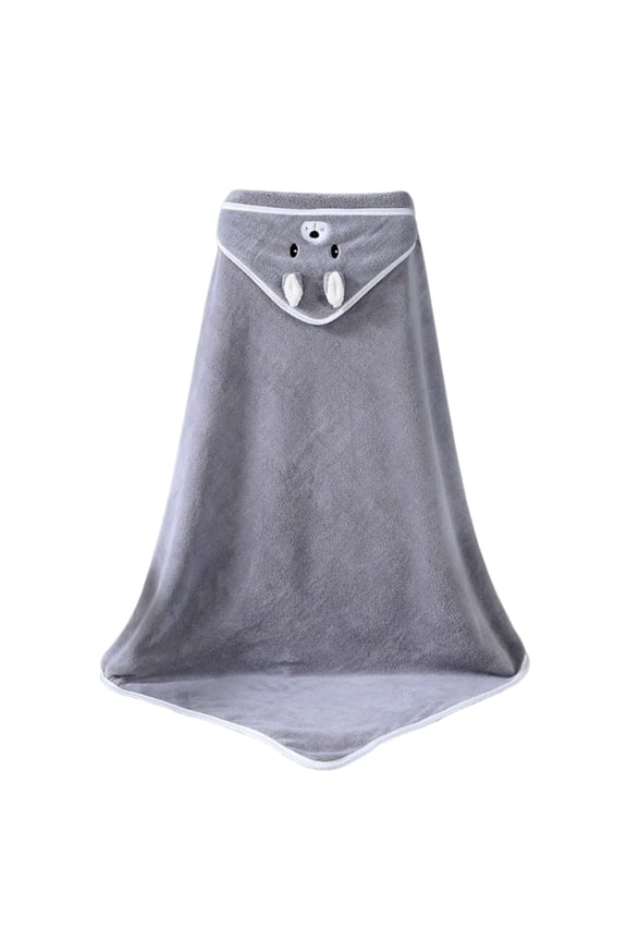 Kids Hooded Towel Poncho with Embroidery Cute Animal Design Plush Bath Robe Wrap for Baby Soft Absorbent After Swim Cover Up