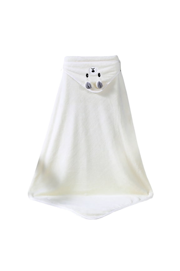 Kids Hooded Towel Poncho with Embroidery Cute Animal Design Plush Bath Robe Wrap for Baby Soft Absorbent After Swim Cover Up