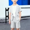 thumbnail image 1 of hengsof Kids' One Button Suit Two Pieces Peak Lapel Jacket and Short Pants, 1 of 6
