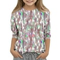 thumbnail image 1 of hengsof Kids Patterned 3/4 Sleeve Top, Round Neck Everyday Shirt for Warm Weather, Boys Girls Ages 3 to 12 Years, Fashion Graphic Tee, 1 of 5