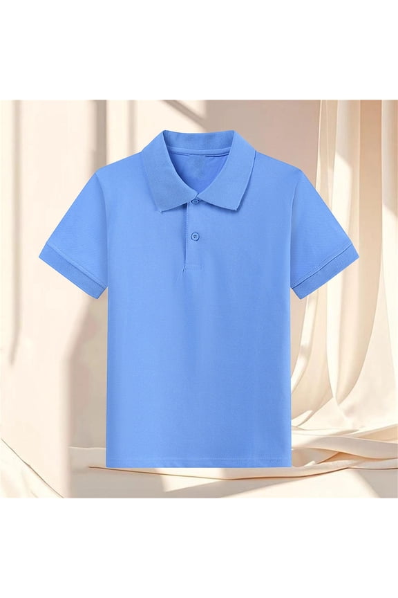 Kids Short Sleeve Collar T-Shirt for Boys and Girls, Soft Cotton Style Tee, Comfortable Casual and School Top for Children Ages 7 to 13 Years