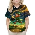 thumbnail image 1 of hengsof Kids' Short Sleeve Printed Button Down Collared Casual Shirt with Chest Pocket, 1 of 8