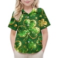 thumbnail image 1 of hengsof Kids' Short Sleeve Printed Button Down Collared Casual Shirt with Chest Pocket, 1 of 7