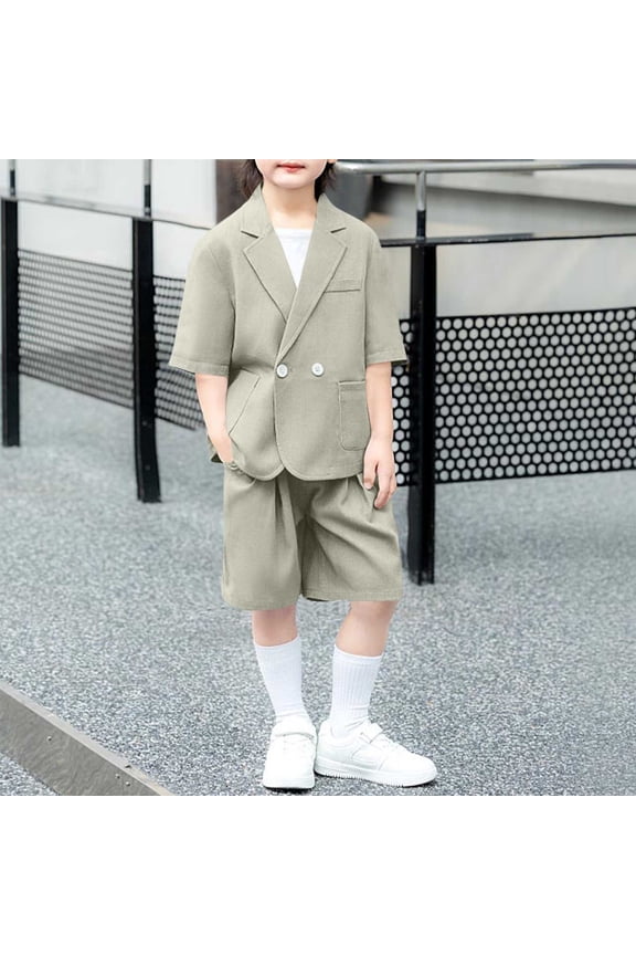 Kids Suit 2 Piece Slim Fit Lapel Button Blazer Shorts Suit Prom Summer Kids Suit Boys Wedding Outfit