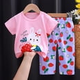 thumbnail image 1 of hengsof Kids Two Piece Short Sleeve Printed Button Down Crew Neck Top Elastic Waist Shorts and Trousers Set, 1 of 3