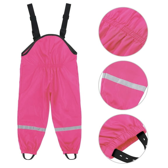 hengsof Kids Waterproof Rain Pants Dirty Proof Suspender Trousers for Boys and Girls