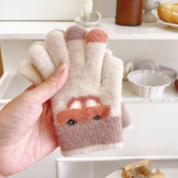 hengsof Kids Winter Gloves Toddler Warm Full Finger Knitted Mittens for Girls and Boys