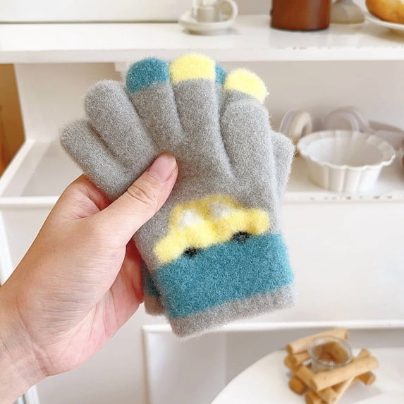 hengsof Kids Winter Gloves Toddler Warm Full Finger Knitted Mittens for Girls and Boys