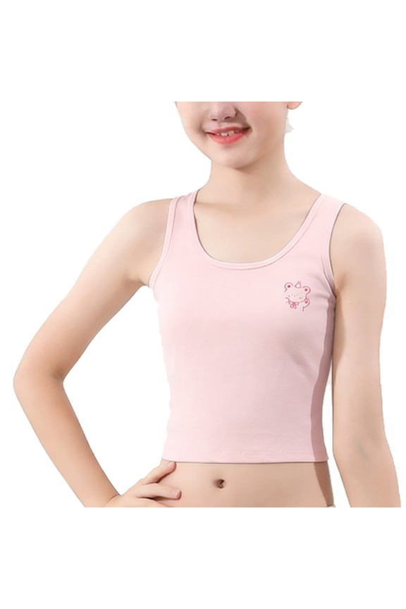Kids Wire Free Cotton Training Bras for Growing Girls Non Padded Bralette with Adjustable Straps Seamless Sports Top for School Modesty Undershirt to Prevent Show Through