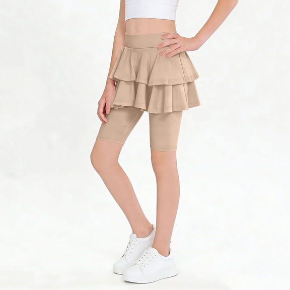 hengsof Knee-Length Leggings with Skirt for Girls 7-15 Years Stretchy Athletic Leggings Summer Pant Skirt Leggings