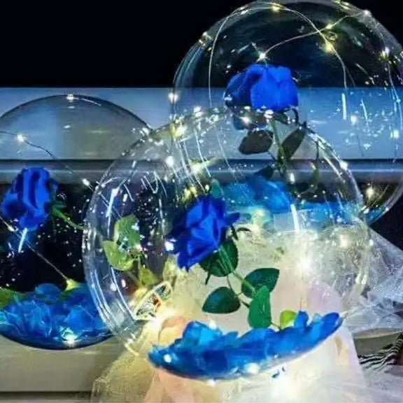 hengsof LED Luminous Balloon Pink Rose Bouquet Bobo Balloon for Valentine's Day Wedding Anniversary Mother's Day Birthday Party Gift