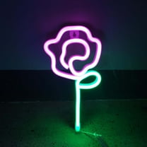 hengsof LED Neon Light, Pink Rose Flower Neon Sign USB Powered Wall Art Light, Neon Night Lights Home Decoration for Table Room Bedroom Party Wedding