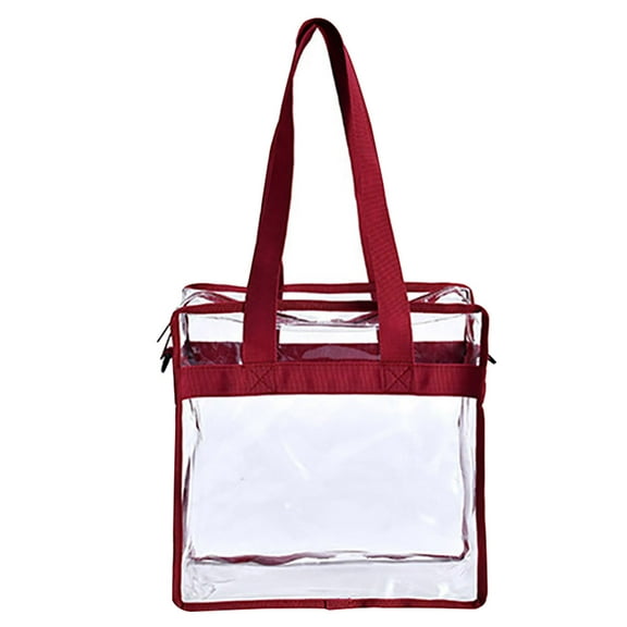 hengsof Large Clear Cosmetic Makeup Bag, Transparent PVC Tote Shoulder Bag Stadium Approved, Waterproof Clear Toiletry Carry Pouch Makeup Artist Bag Diaper Bag