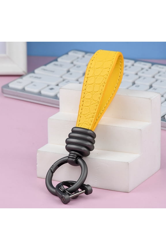 Leather Car Key Fob Keychain, Non-metallic Car Key Rope Lanyard Holder, No Metal Scratch