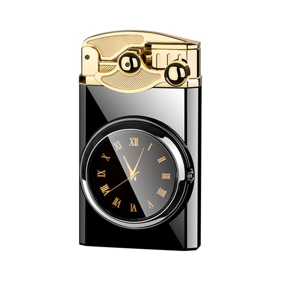 hengsof Lighter Personalized Creative Rocker Double Direct Windproof Lighter Double Arc Plasma Lighter with Real Watch dial Gift for Men