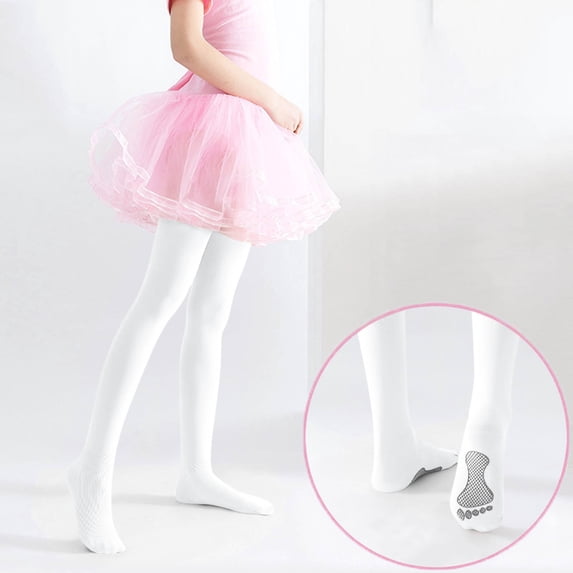 hengsof Little Girls Cute Tights Kids Non Slip Grip Bottom Footprint Look Footed Leggings Summer Thin Cotton Pantyhose 3-14 Years
